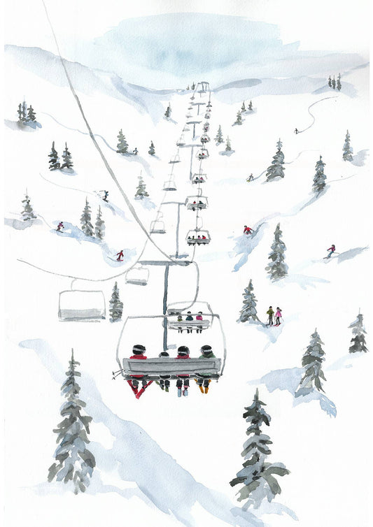 Chairlift Tea Towel - designed in Canada