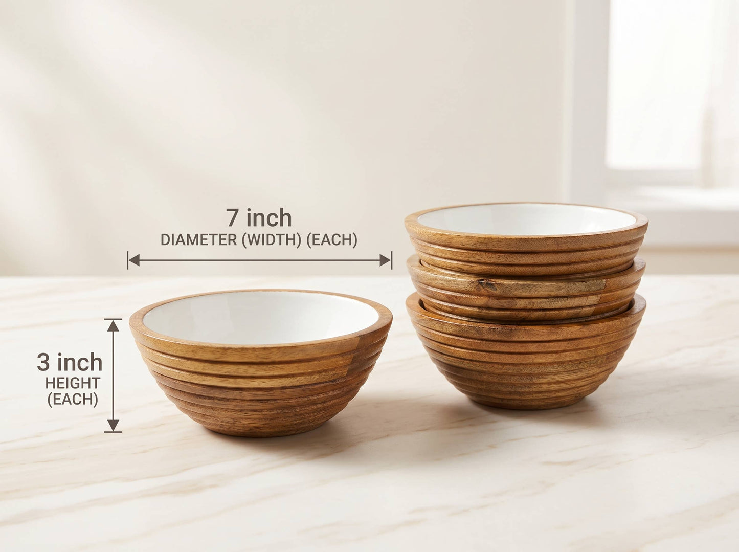 Small Bowl with White Enamel, Set of 4