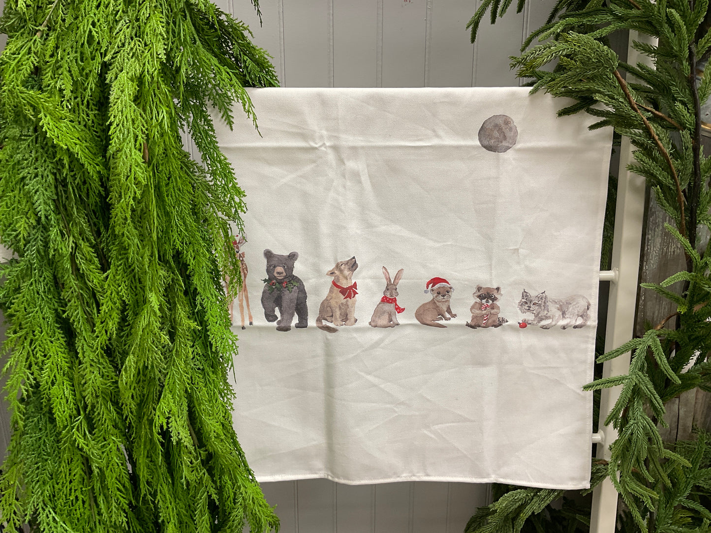 Christmas Baby Animals & Moon - Tea Towel - Canadian Designed