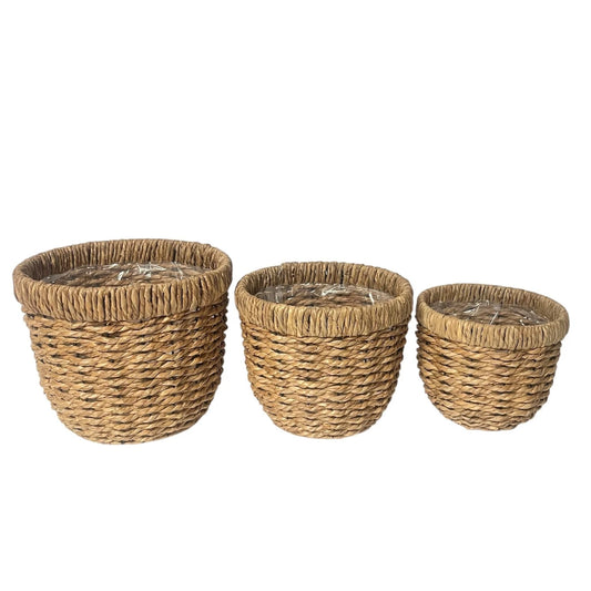 Hand Woven Planter Basket - Natural