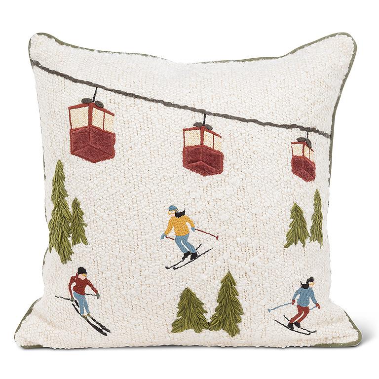Ski Scene Boucle Pillow