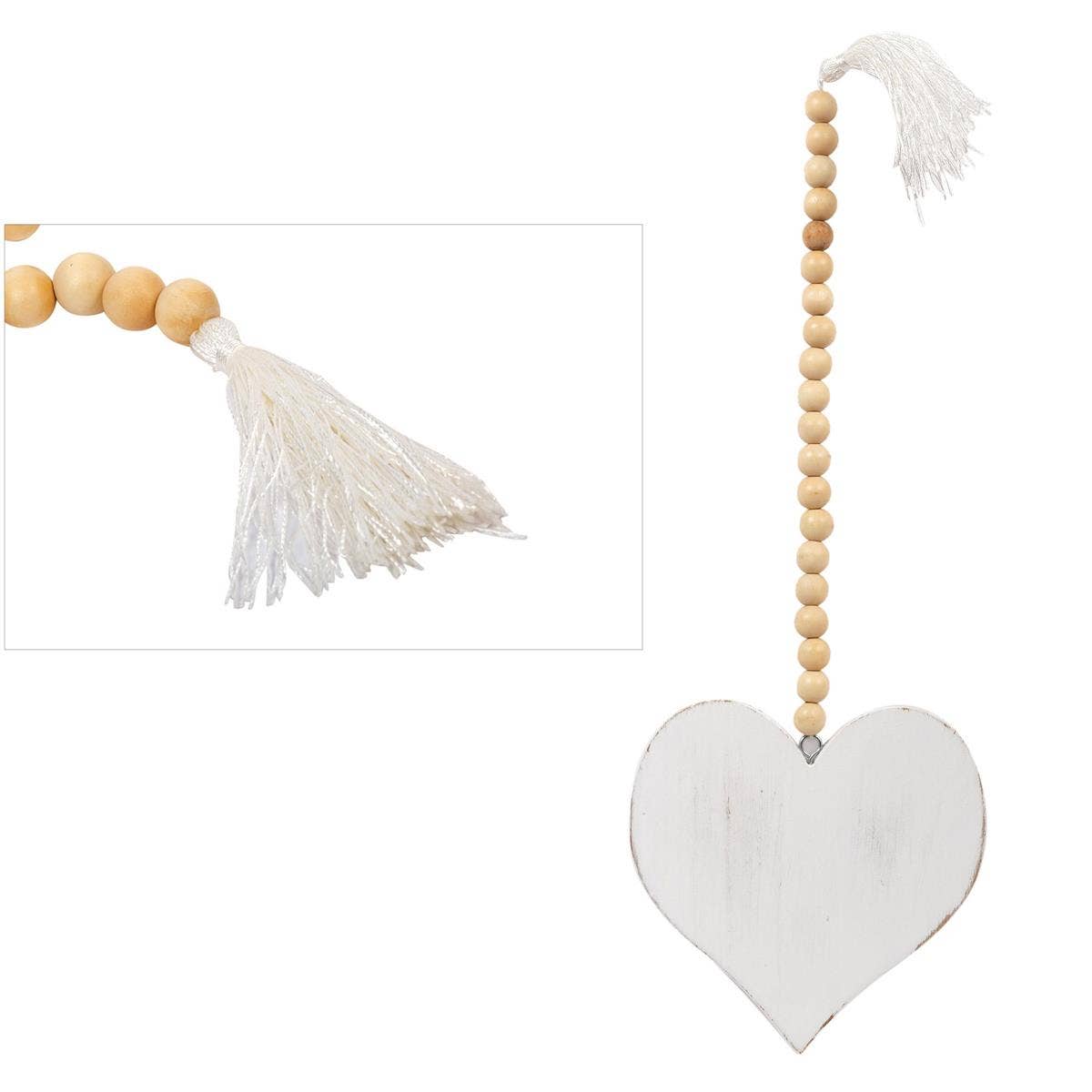 Truu Design Wood Bead Garland with Heart, 20"L