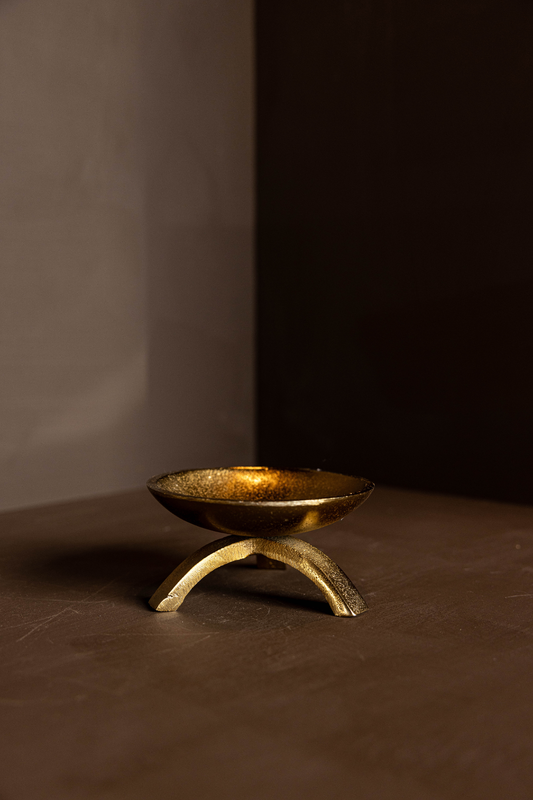 Brass Tripod Pillar Candle Holder