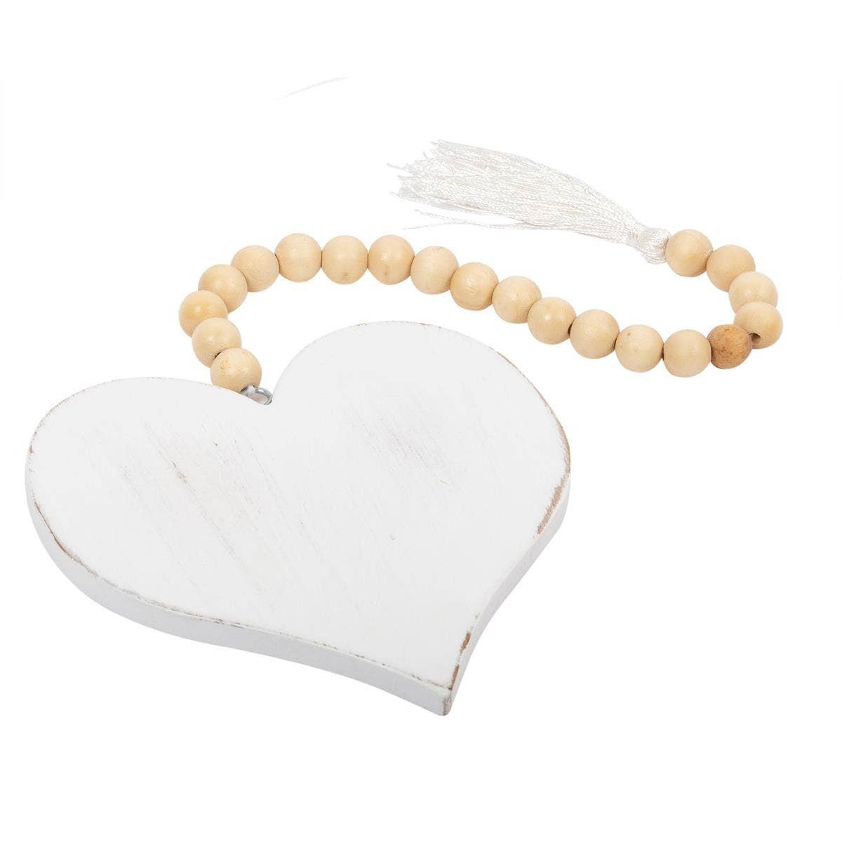 Truu Design Wood Bead Garland with Heart, 20"L