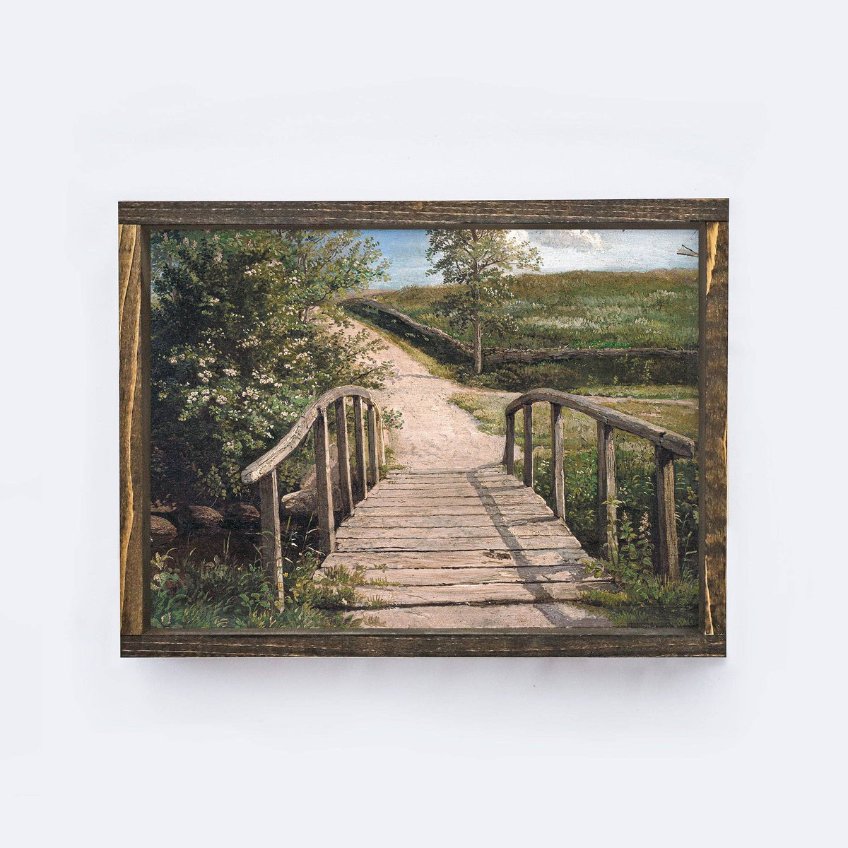 Vintage Framed Print | European Countryside With Bridge