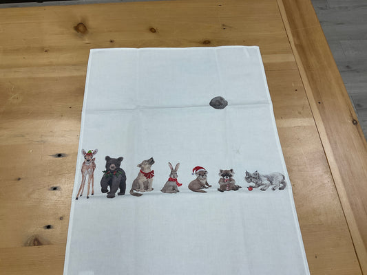 Maison Lorraine Tea Towel - Christmas Baby Animals & Moon - Designed in Canada