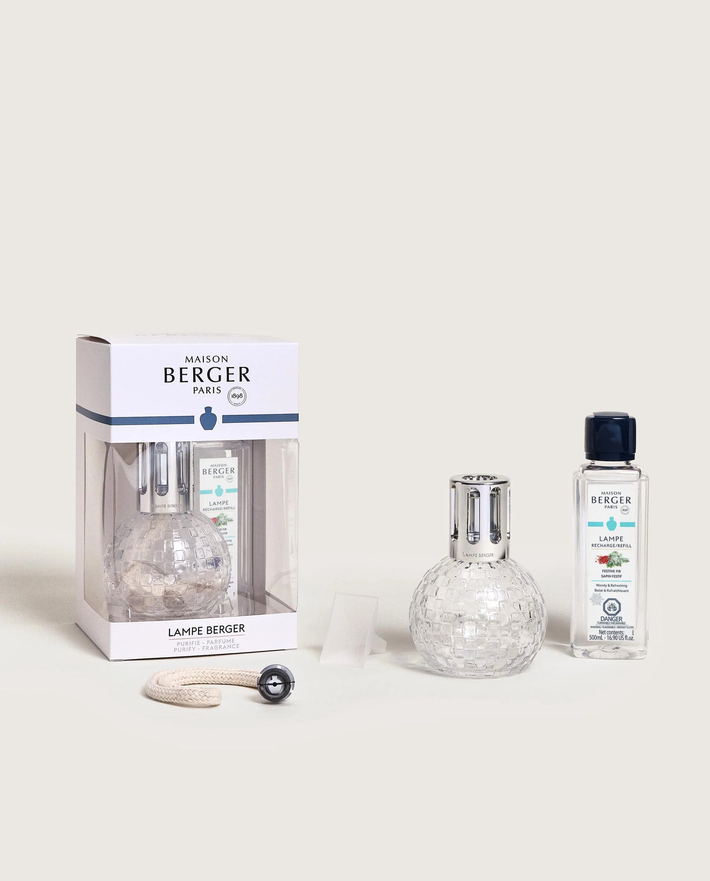 Maison Berger Disco Clear Fragrance Lamp Gift Set with Festive Fir