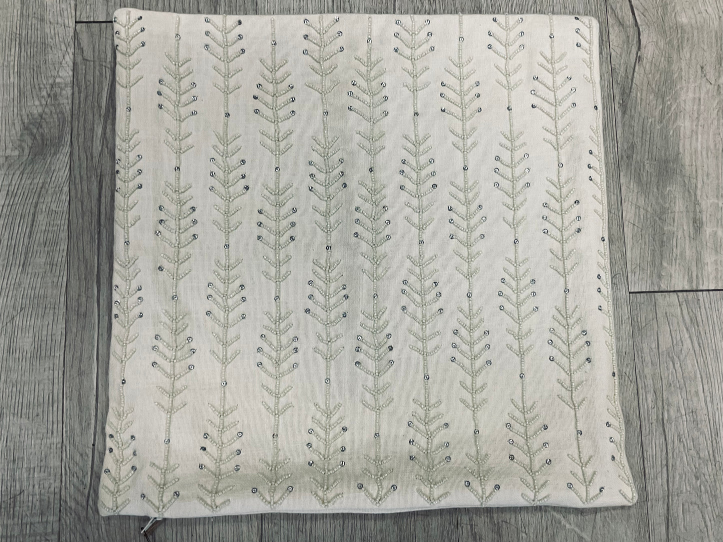 Beaded Ivory Cushion Cover - 16x16