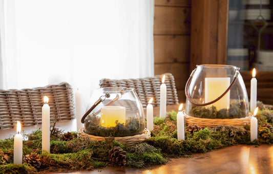 Willow Base Glass Lantern