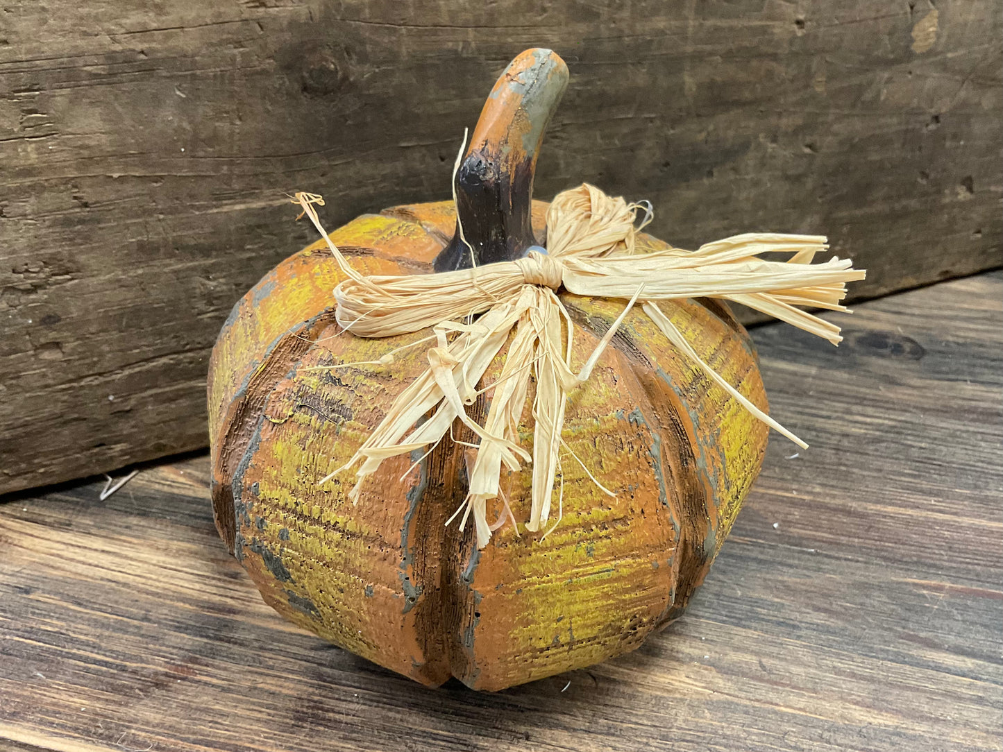 Rustic Pumpkin with Raffia Bow