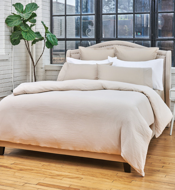 Queen Crinkle Duvet Cover - Oat