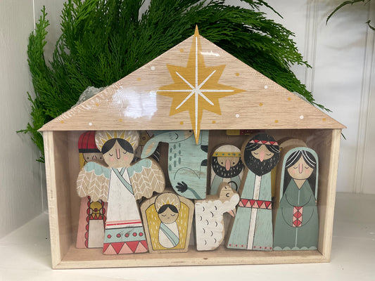 Wood Nativity Scene