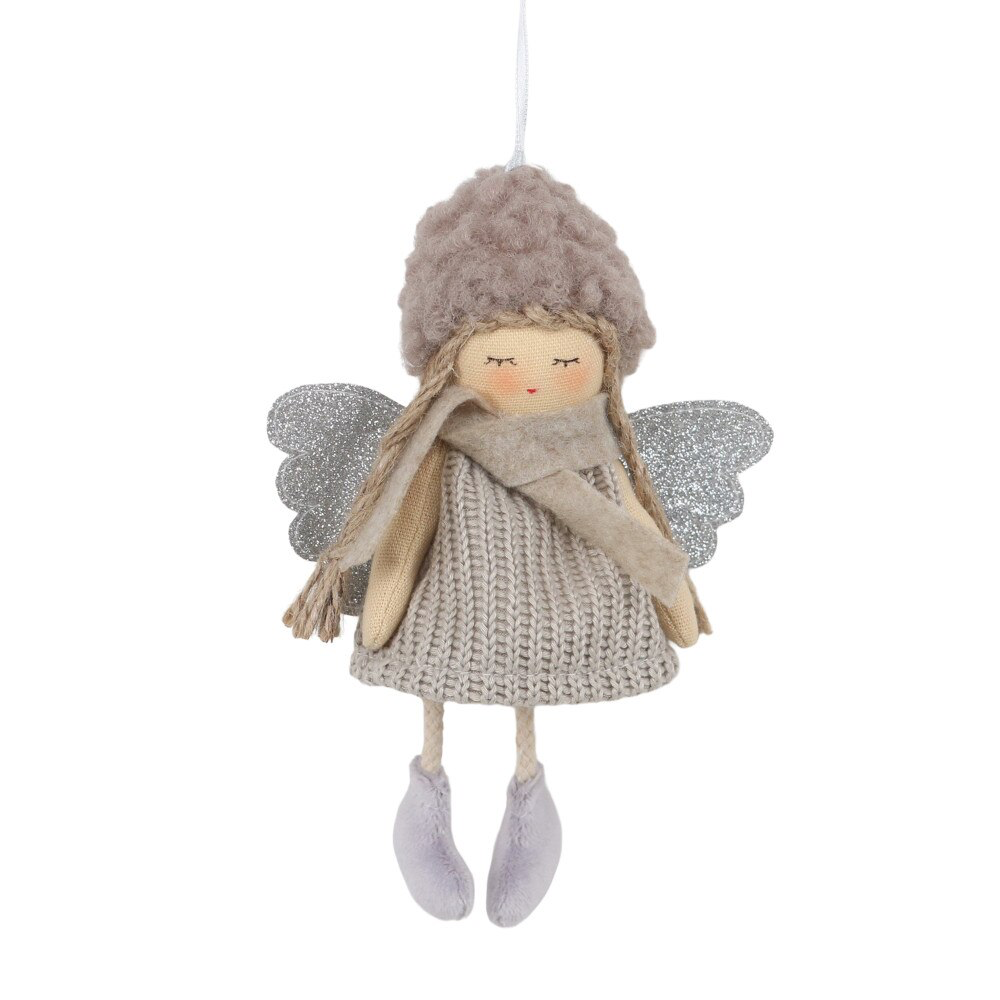 Fabric Angel/Doll Ornament -grey with brown hat
