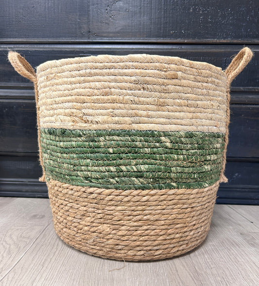 Green/Natural Woven Basket