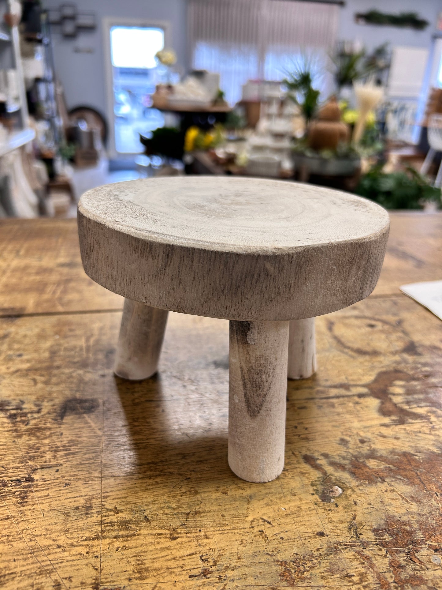 White Washed Wooden Stool