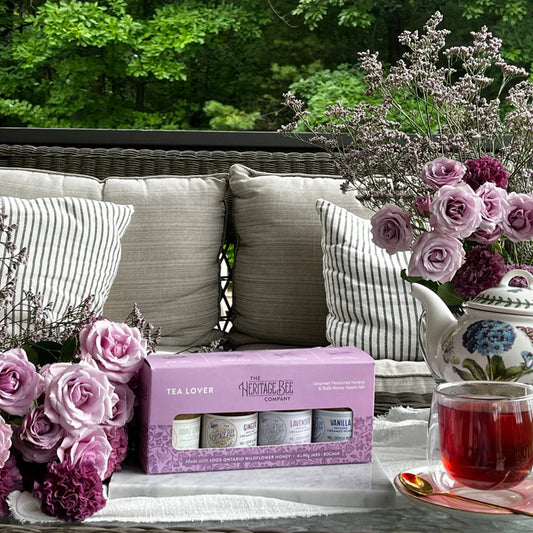 TEA LOVER Gourmet Honey Gift Set & Gold Honey Spoon - made in Canada