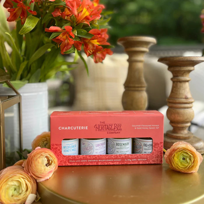 CHARCUTERIE Gourmet Honey Gift Set & Gold Honey Spoon - made in Canada