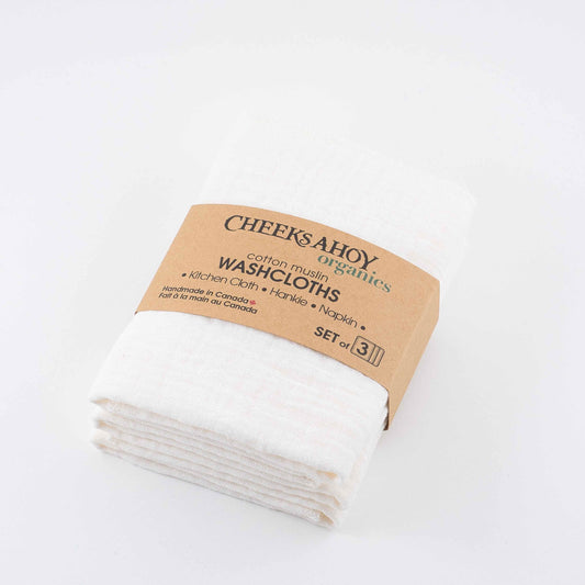 Organic Cotton Muslin Washcloths/Kitchen Cloth/Napkin - made in Canada