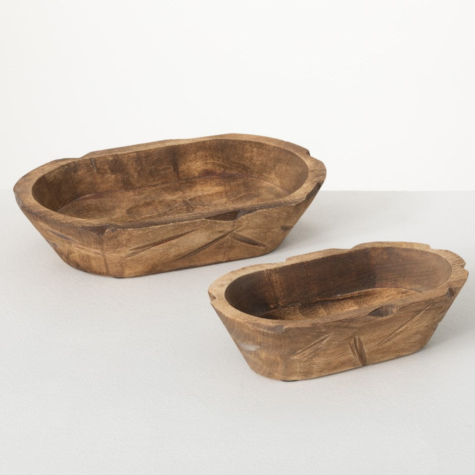Wooden Oblong Dough Bowl