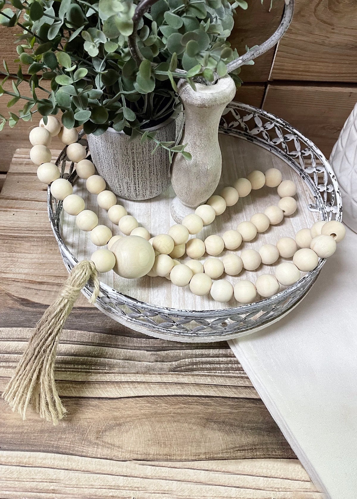 Natural Wood Beads with Tassel