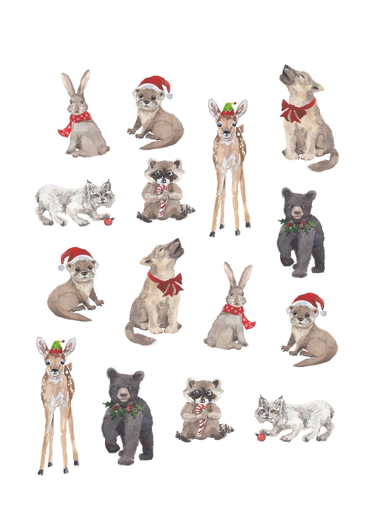 Maison Lorrain Tea Towel - Christmas Baby Animals - Designed in Canada