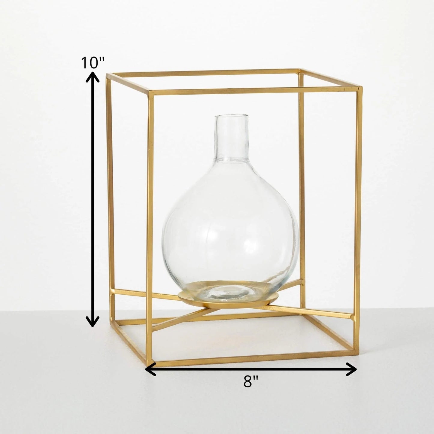 Brushed Gold Framed Glass Vase