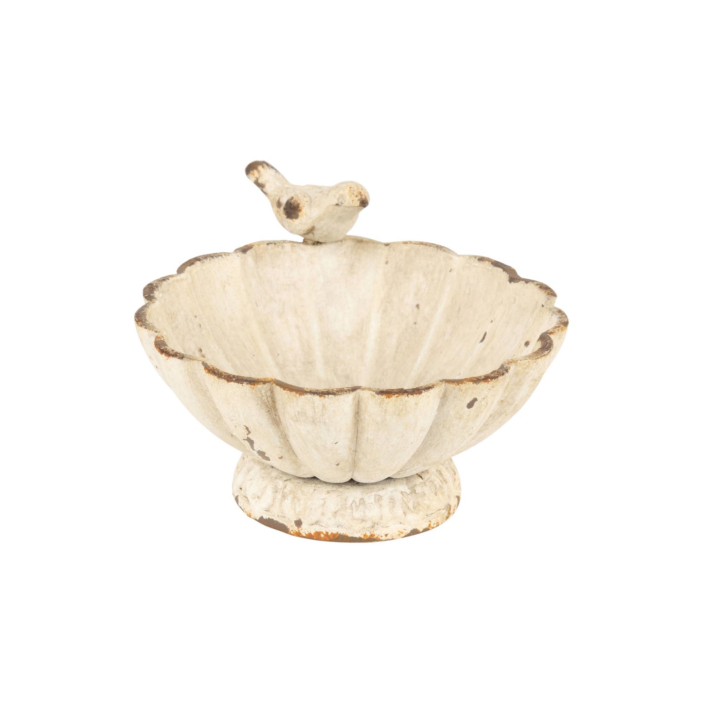 A01081:Ant cream cast iron bird bath trinket bowl, 4 in