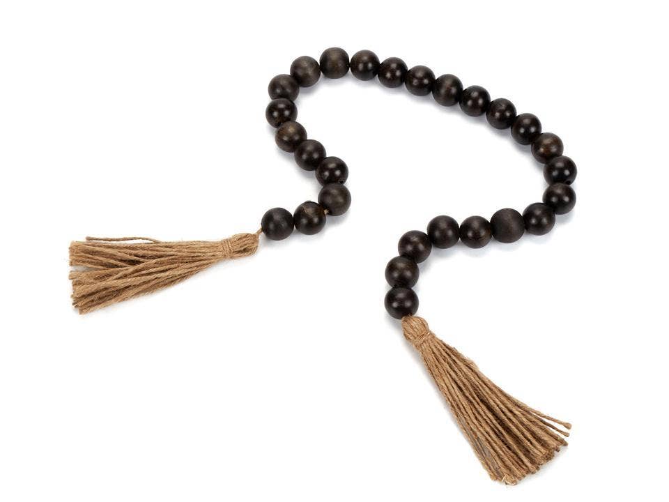 Truu Design Boho Wood Bead Garland, Black, 36"
