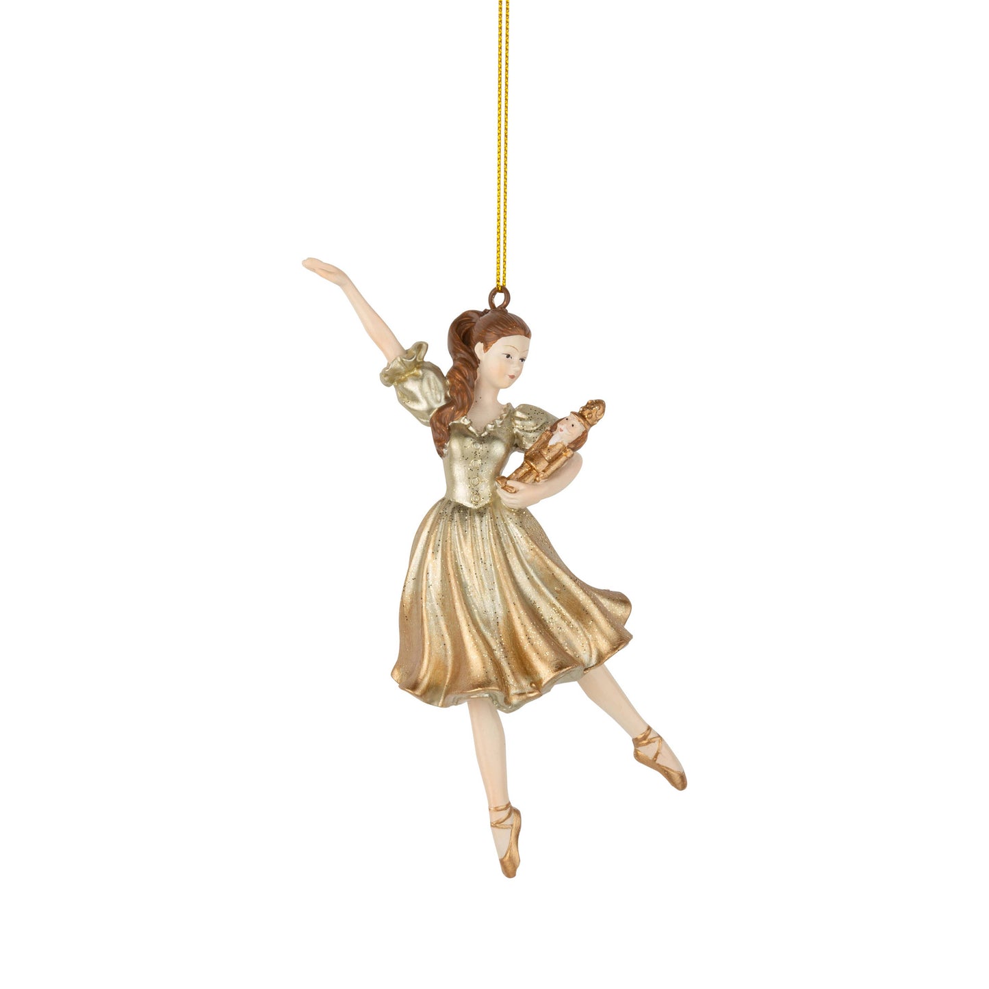 A73408:Gold/cream painted resin gold Clara ballerina w/ n
