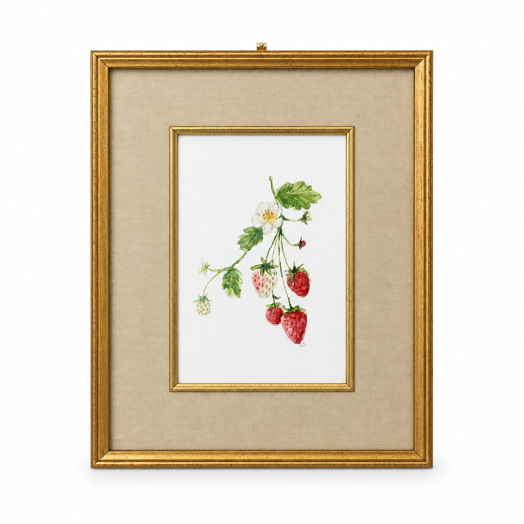 Emily Lex Framed Strawberry Watercolour Print