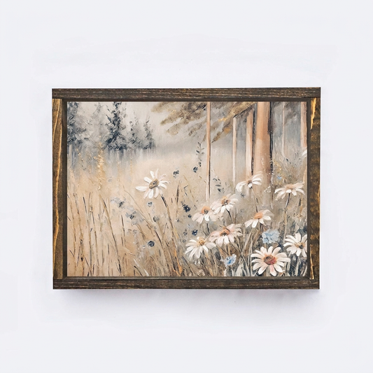 Vintage Print Framed | Warm Wildflower Painting