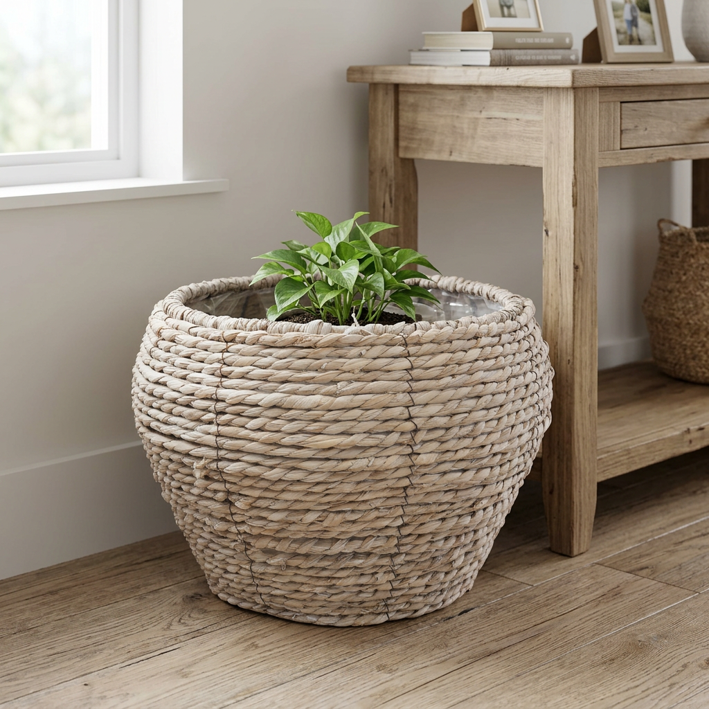 Tapered White Wash Basket Large