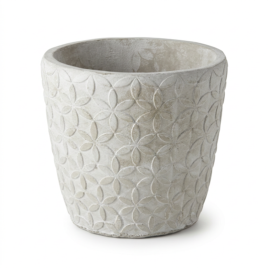 Grey Cement Floral Planter