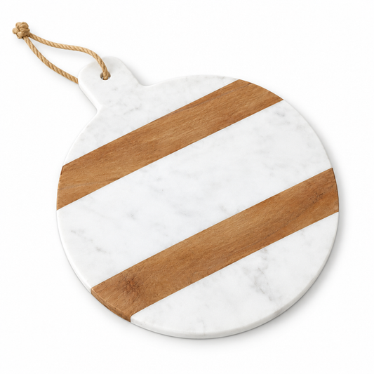 RoundMarble & Wood Cheese Board