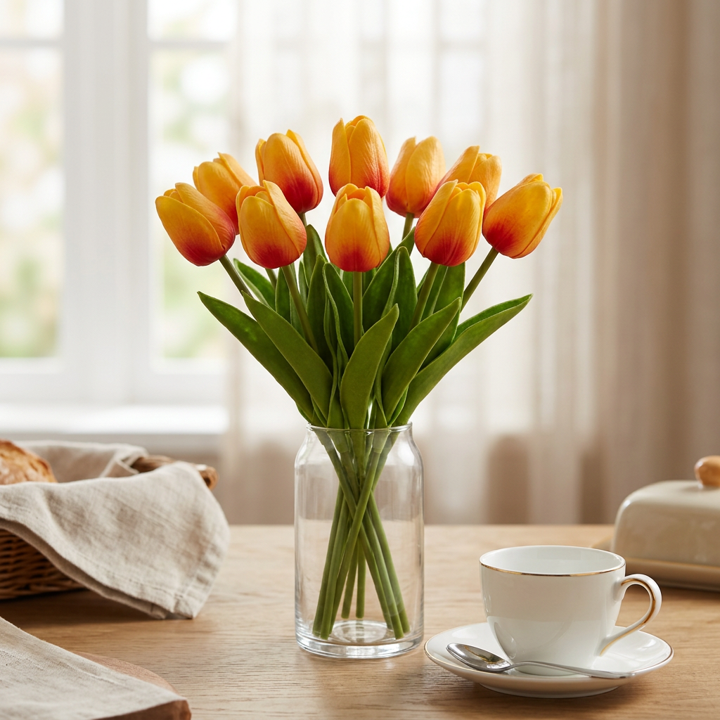 Real Touch Dutch Tulip 13" Bundle x9 - Orange