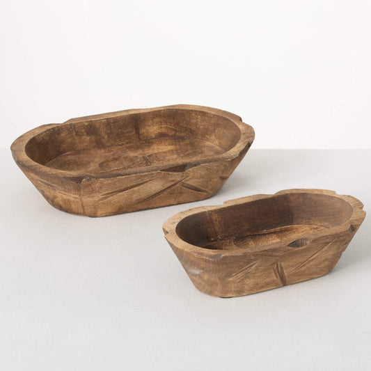 Wooden Oblong Dough Bowl