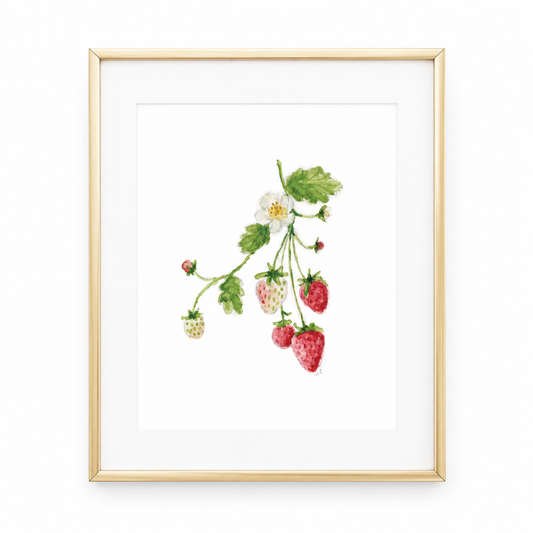 Emily Lex Strawberry watercolor fruit wall art print