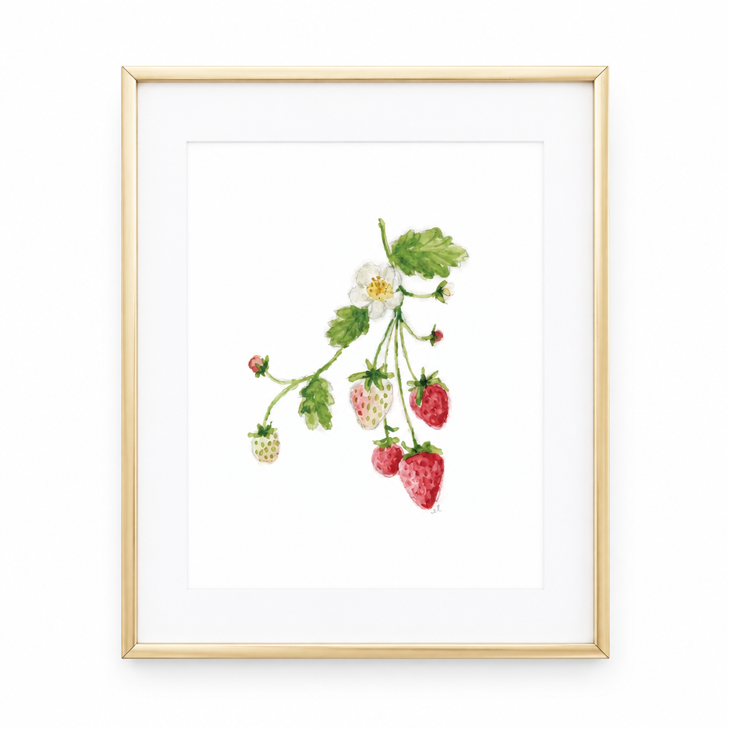 Emily Lex Strawberry watercolor fruit wall art print