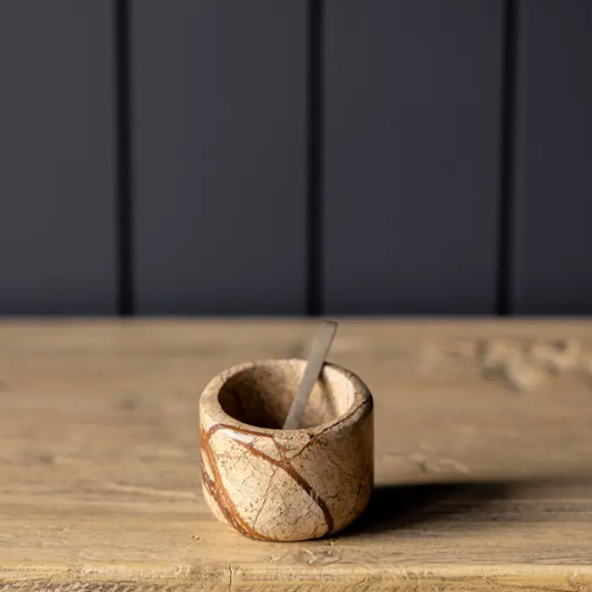 Chocolate Marble Salt Cellar With Spoon
