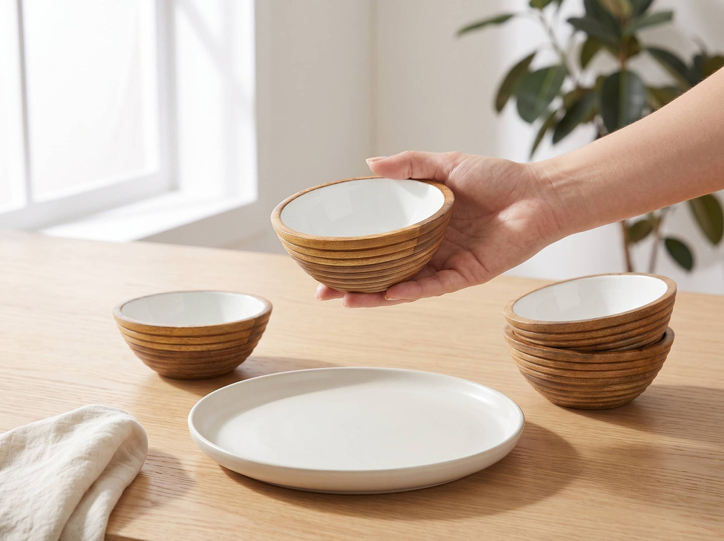 Small Bowl with White Enamel, Set of 4