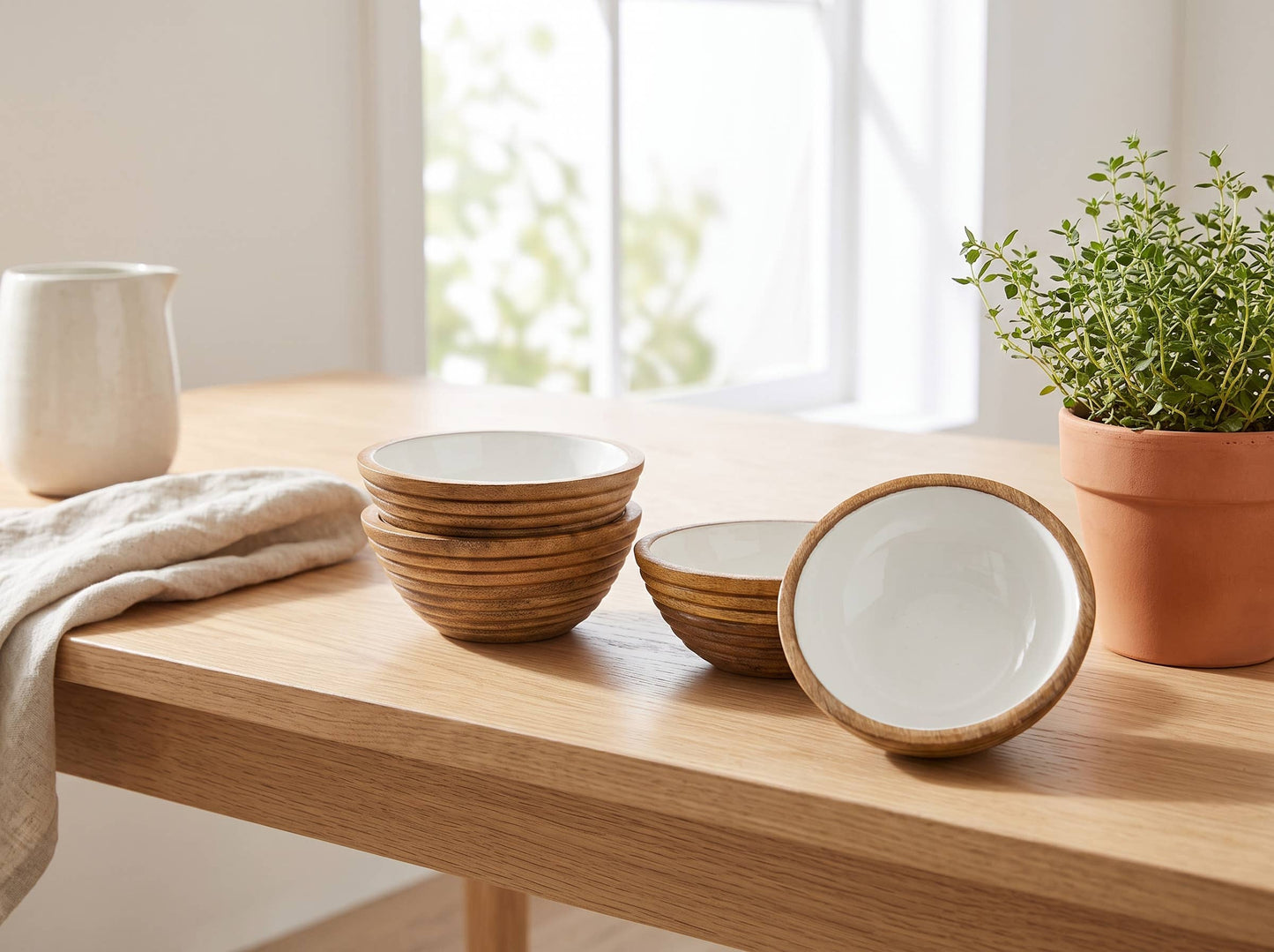 Small Bowl with White Enamel, Set of 4