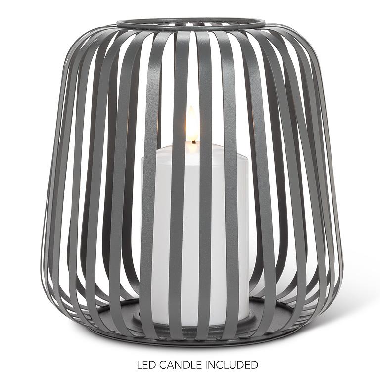 LED Cage Lantern- Grey