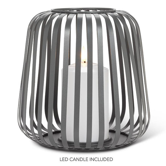 LED Cage Lantern- Grey