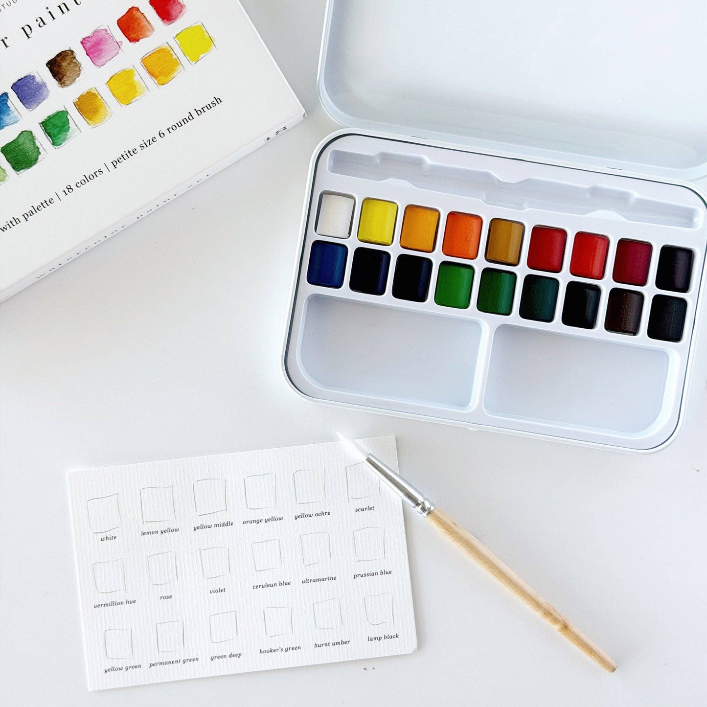 Emily Lex Watercolor paint set 18 colors with brush