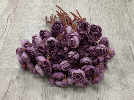 11" Mini Ranunculus Bunch x6 - Purple