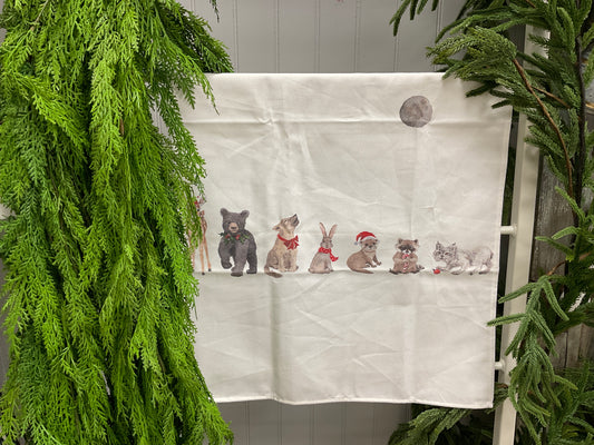 Maison Lorraine Tea Towel - Christmas Baby Animals & Moon - Designed in Canada