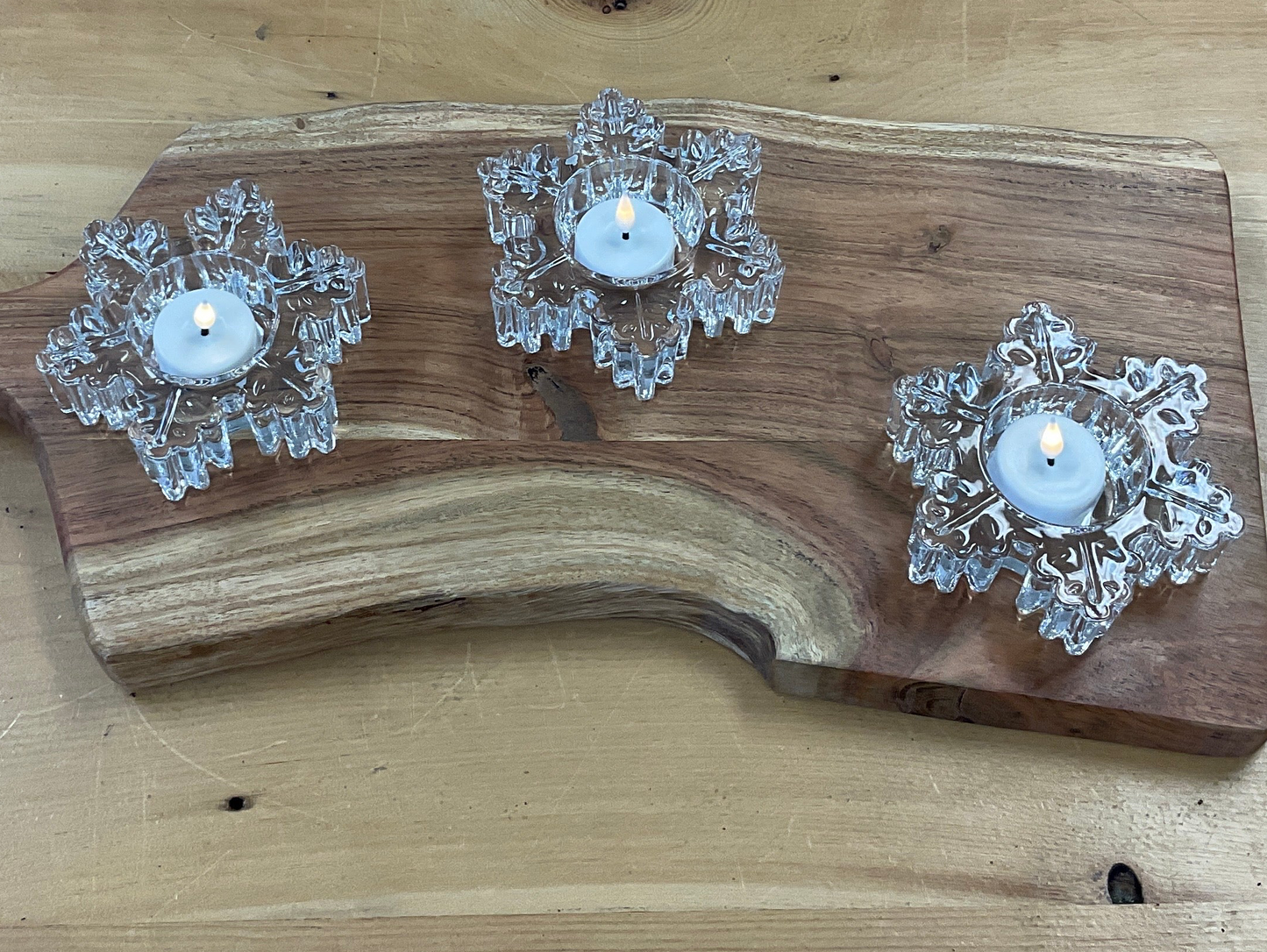 Glass Snowflake Tea light Holder