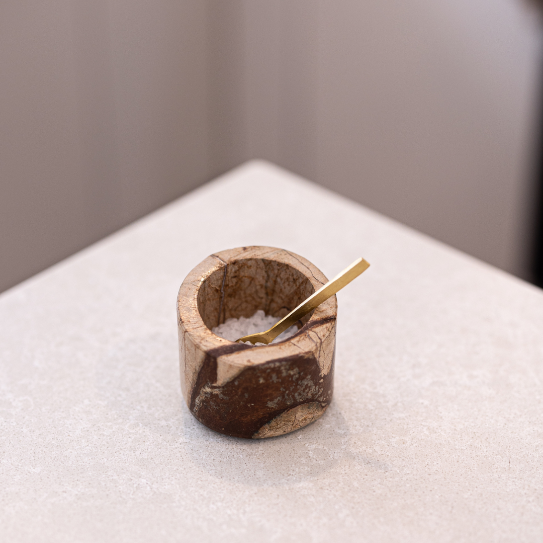Chocolate Marble Salt Cellar With Spoon