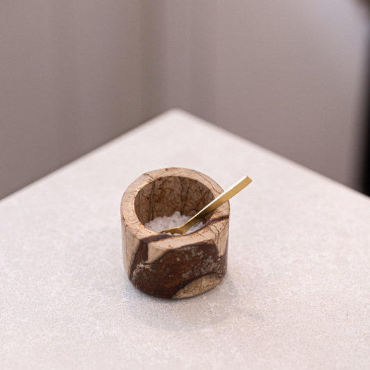 Chocolate Marble Salt Cellar With Spoon