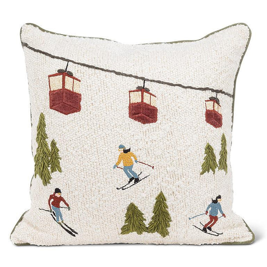 Ski Scene Boucle Pillow